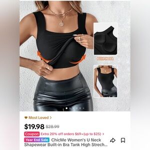 Shapewear tank with built in cups